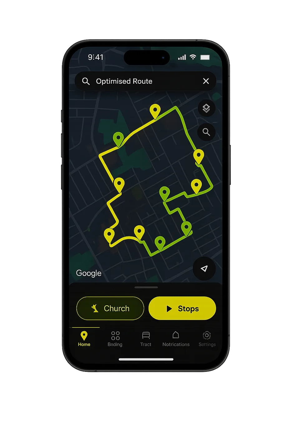 Optimised route map preview